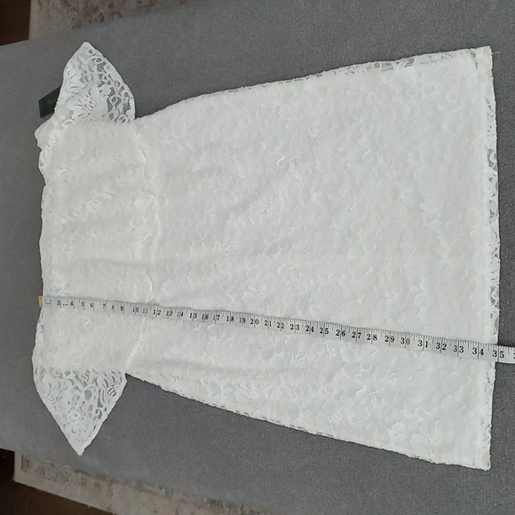 🆕️ Thalia ♡ Sodi White Ruffle Floral Lace Overlay Strapless Dress SIZE: L - Picture 8 of 12